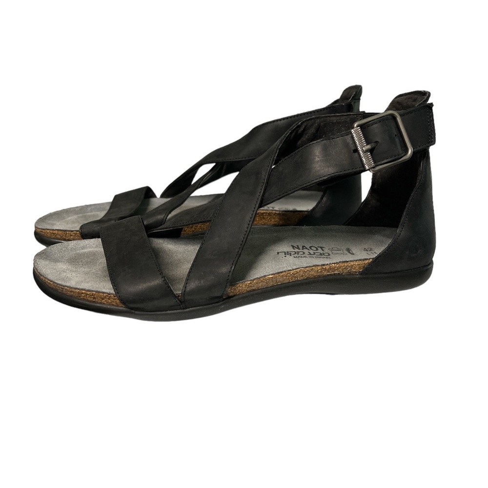 NAOT RIANNA Sz 42 (11/11.5 US) Black Nubuck Criss Cross Leather Strappy Sandals